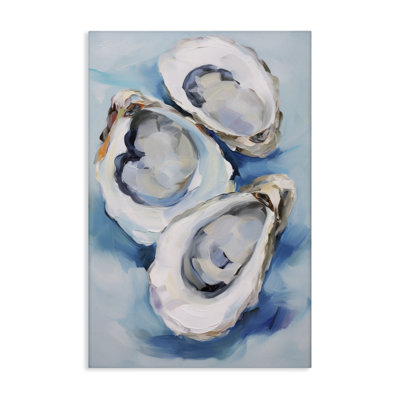 Oyster Shell Trio Canvas Wall Art by Petal Prints Design