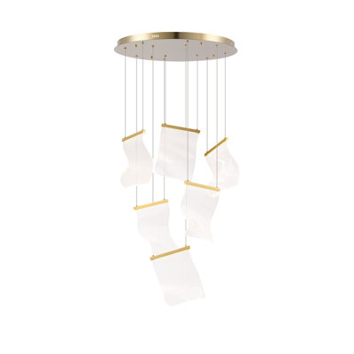 Lacara 6 - Light LED Integrated Acrylic Leaf Multi-Light Pendant Lamp Cascade Chandelier