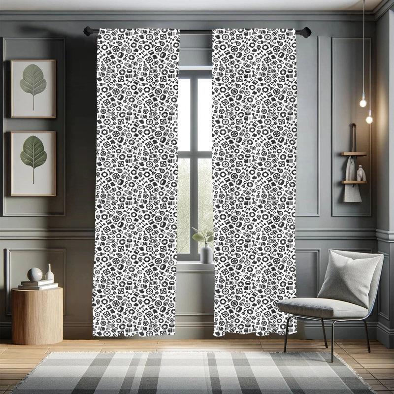 Auto Mechanic Semi-Sheer Rod Pocket Curtain Panels, 28" x 84"