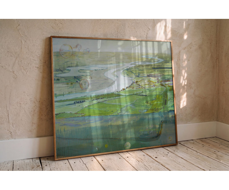 Winding River Bubbles by Karin Bos — Wetland Wall Art, Gold/Tan/Black/Brown/White, 18 × 12, Wrapped Canvas
