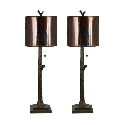38" Resin Table Lamp With Brown Shade