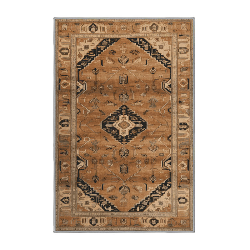 Tapis brun lavable à la machine, Rectangle 7 pi x 9 pi