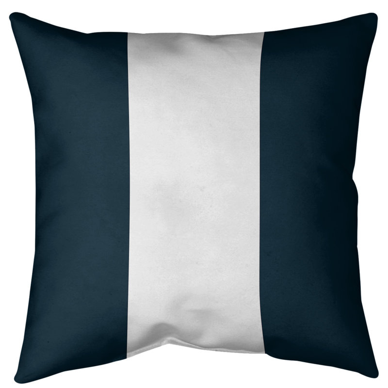 Coussin décoratif d'intérieur/d'extérieur, 20 po x 20 po, Bleu marine/blanc