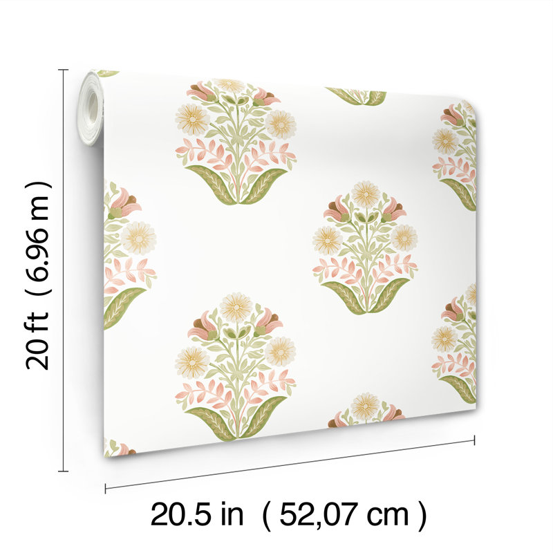 Double rouleau floral Peel & Stick, Rose
