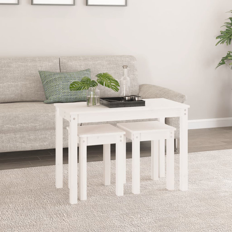 Tavin Solid Wood Nesting Tables, White