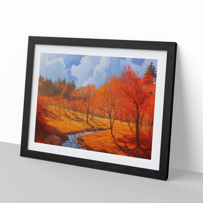 Graceful Autumn Forest - Single Picture Frame Print, Black Framed, 46cm H x 64cm W x 2cm D