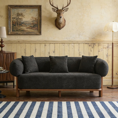 Round Arm Curved Sofa-Black with Ergonomic Design and Extra-Deep Seating for Unmatched Comfort and Style