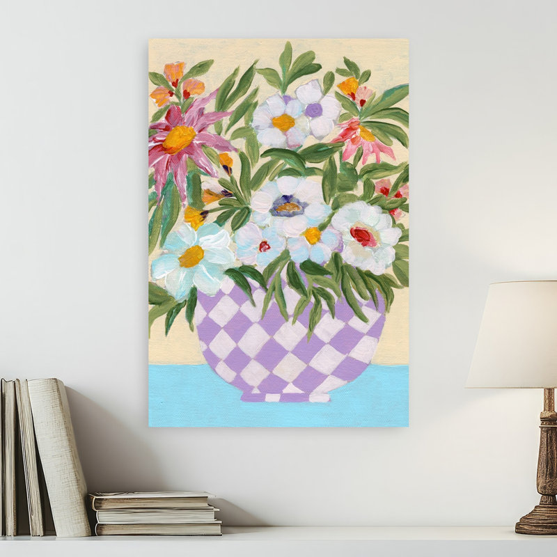 Joyeux bouquet de fleurs moderne abstrait contemporain lavande fleur art mural