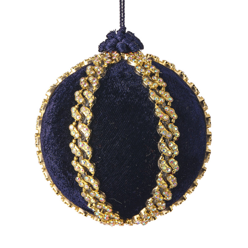 Ornement boule en velours 4 po, Marine