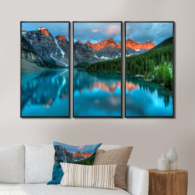 " Sunrise Over Morain Mountain Lake " 3 - Pieces