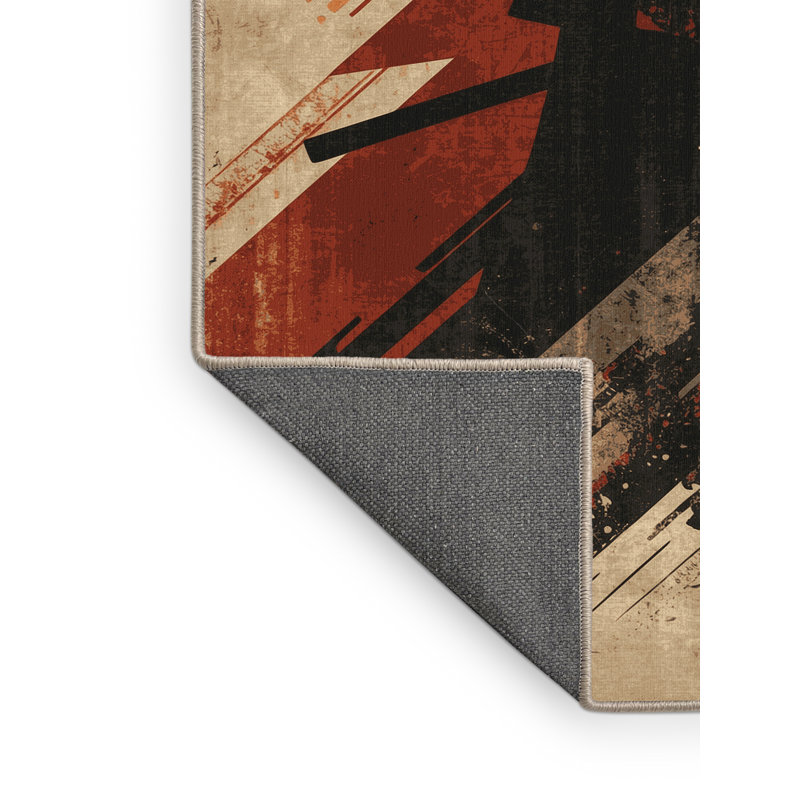 Soft Plush Athanas Ronin Modern Rustic Area Rug in Brown – Beige Binding, 7x9