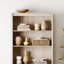 Bibliothèque Corretta beige avec 2 tablettes ouvertes, 86 cm de largeur (sans meuble et doit être jumelée à la partie inférieure de la série Corretta)-2042374582