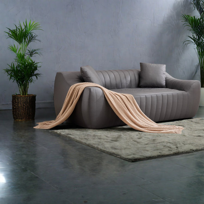 Canapés de compression surdimensionnés, canapé compact moderne en similicuir gris pour la maison, Grey