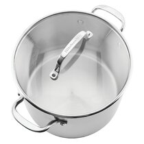 Vigor SS1 Series 32 Qt. Heavy-Duty Stainless Steel Aluminum-Clad Stock Pot  with Cover