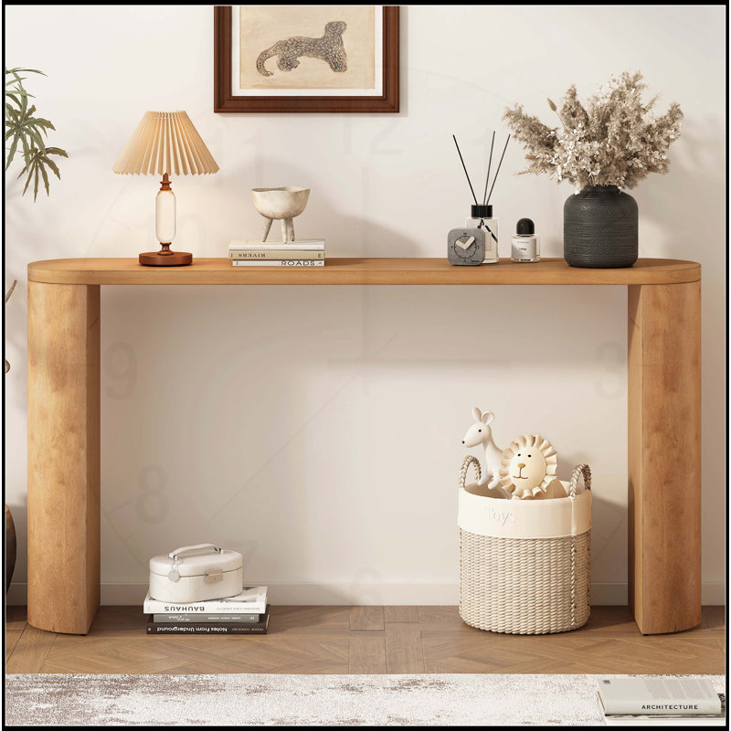Stylish Semi-cylindrical Legged Porch Table with Multi-functional Design for Various Rooms, Natural