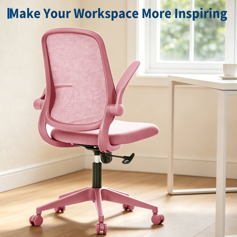 Fauteuil de bureau pivotant à hauteur réglable, Pink, Pink