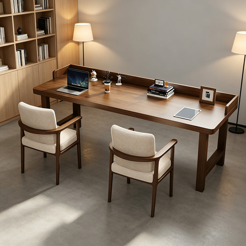 Bureau simple en bois de pin massif brun, H 29,5 po x l 55,1 po x P 23,6 po