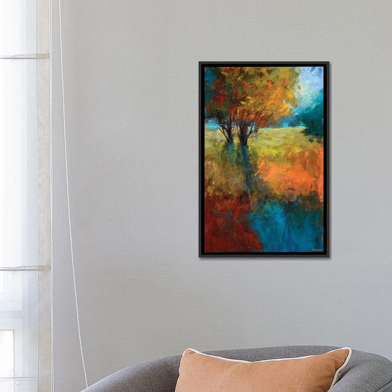 « automne song ii », impression sur toile, H 26 po x l 18 po x P 1,5 po, Toile avec cadre noir, Pas de tapis