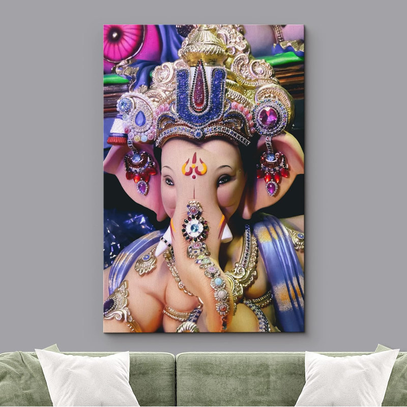 Vibrant mauve Ganesha, dieu indou de la Sagesse, statue, photographie religieuse, impression sur toile
