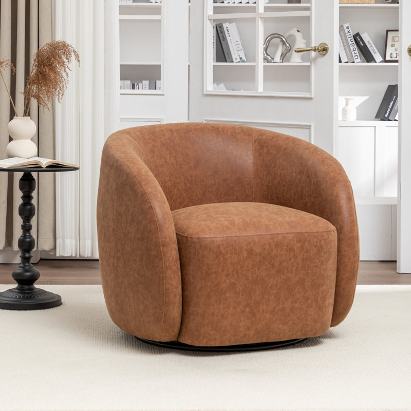 Fauteuil demi-tonneau pivotant Katherline, Brun