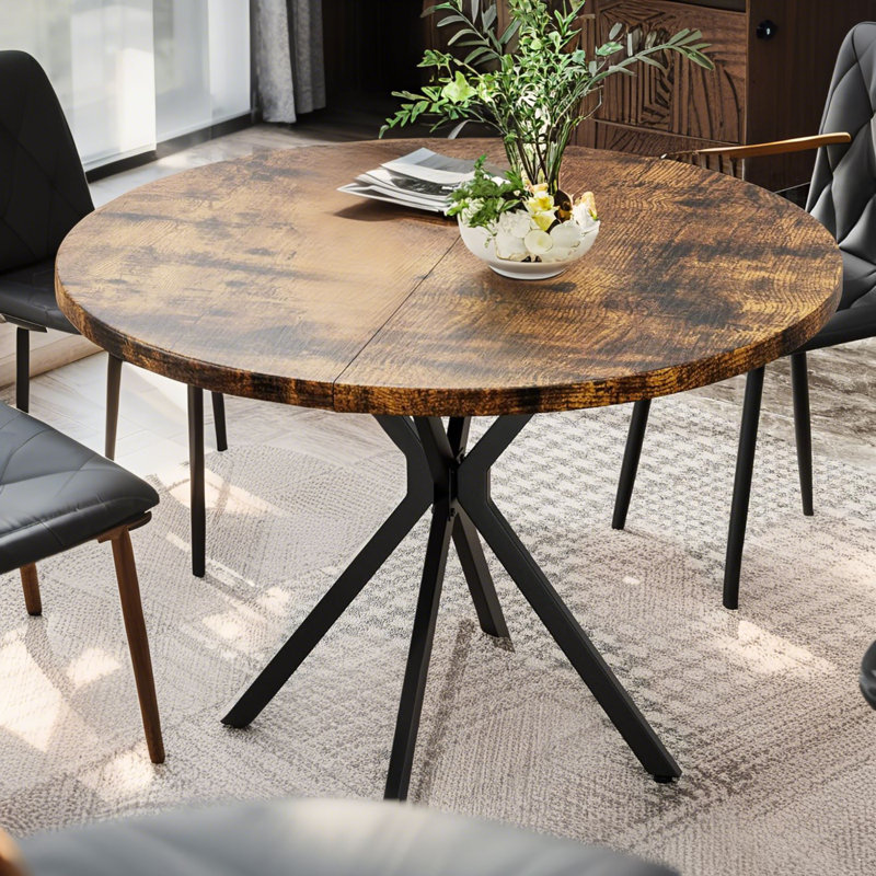 Table basse de style Mid-Century moderne pour 4 à 6 personnes, table basse de 39 po avec table en faux marbre et structure en métal noir pour appartement, table de cuisine peu encombrante pour le bureau, le bar et la salle à manger