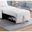 Fauteuil-lit convertible blanc avec assise et revêtement, de style moderne.