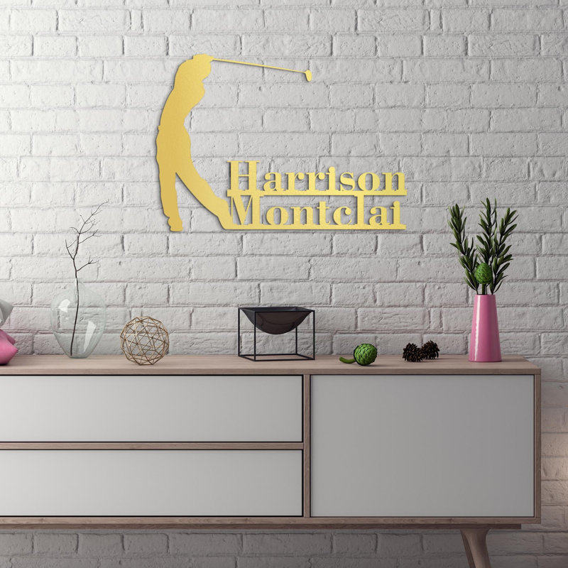 Enseigne en métal golfeur, art mural en métal, cadeau d'amant de golf, décor de grotte d'homme, décoration murale de bureau, logo de club de golf