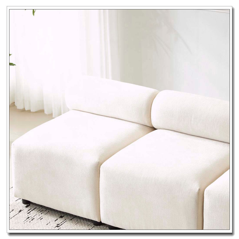 Canapé modulaire modulaire en chenille, Beige + 3 pièces, 3