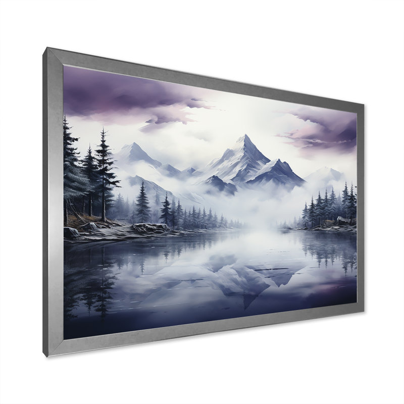 Snowy Mountain Peak III sur toile, Cadre simple argenté, H 34 po x l 44 po x P 1,5 po