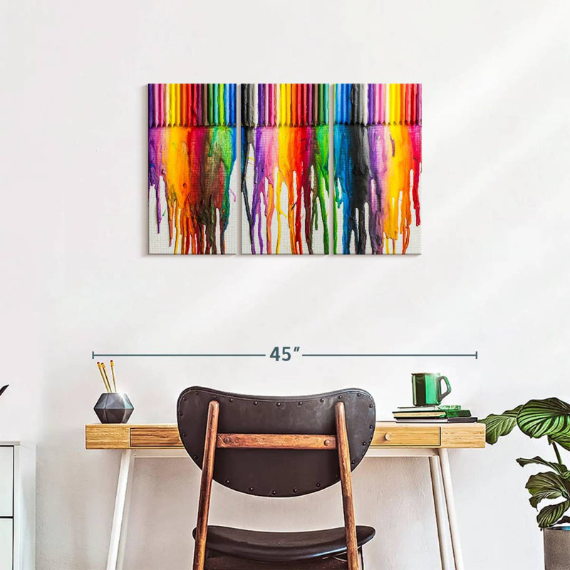 Ensemble de 3 crayons fondants sur toile, H 20 po x l 33 po x P 1,25 po