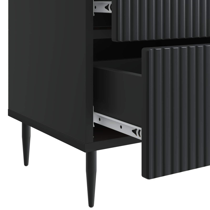 43cm W Manufactured Wood Bedside Table, Black