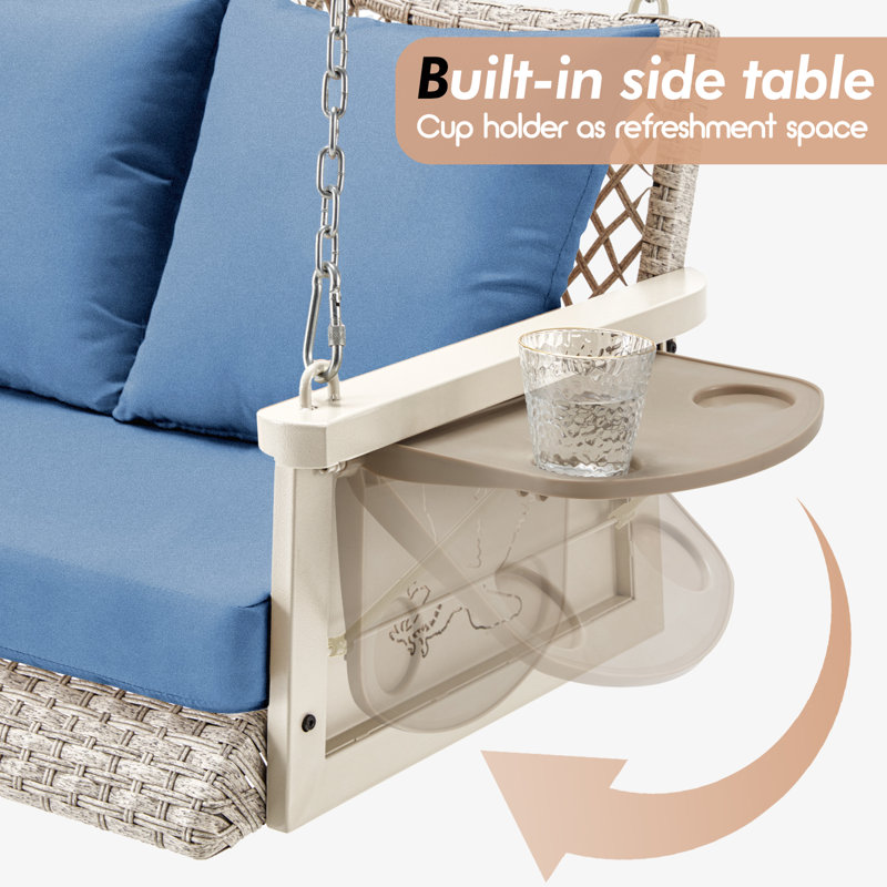 Balancelle Jolliff, 900 lb, conception unique et confortable, Gris, Bleu clair