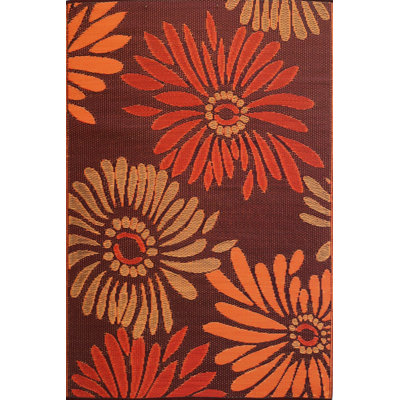 Daisy Red Indoor/Outdoor Area Rug - Reversible, UV Resistant, 100% Recycled Material