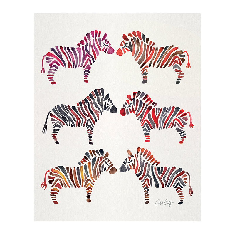 Zebras by Cat Coquillette - No Frame Rectangle Print on Canvas, Wrapped Canvas, 50cm H x 40cm W x 3.8cm D