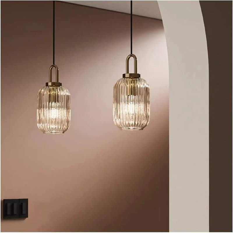 1 - Light Gold Cylinder Pendant, Clear