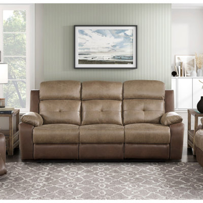 Modern Sofaplush Comt Motion Sofa  Microfiber Upholstered Solid Wood Frame  Furniture 1Pc Dual Reclining Sofa Plush Arms