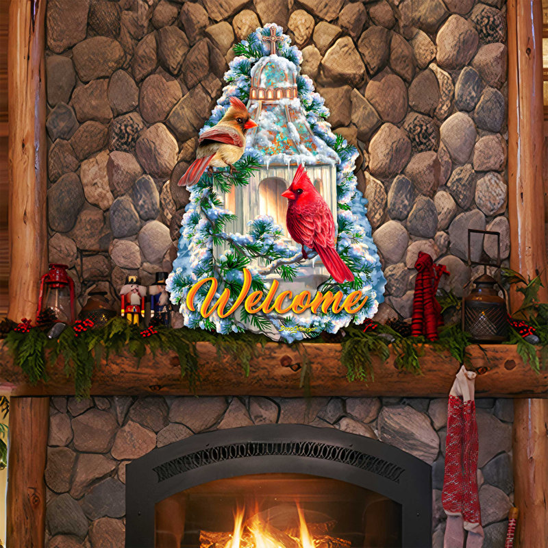 Door Hanger Decor Christmas Birds Decorative Accent