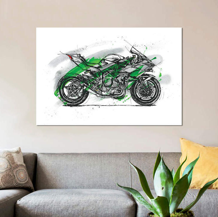 " Ninja H2R " by Frank Banda, 8" H x 12" W x 0.75" D, No Mat, Wrapped Canvas