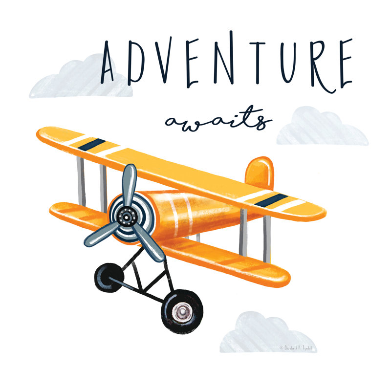 «Adventure Awaits» par Elizabeth Tyndall, H 12 po x l 12 po