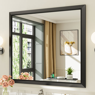Miroirs de salle de bain modernes et contemporains en métal biseauté rectangulaire / carré avec verre trempé HD