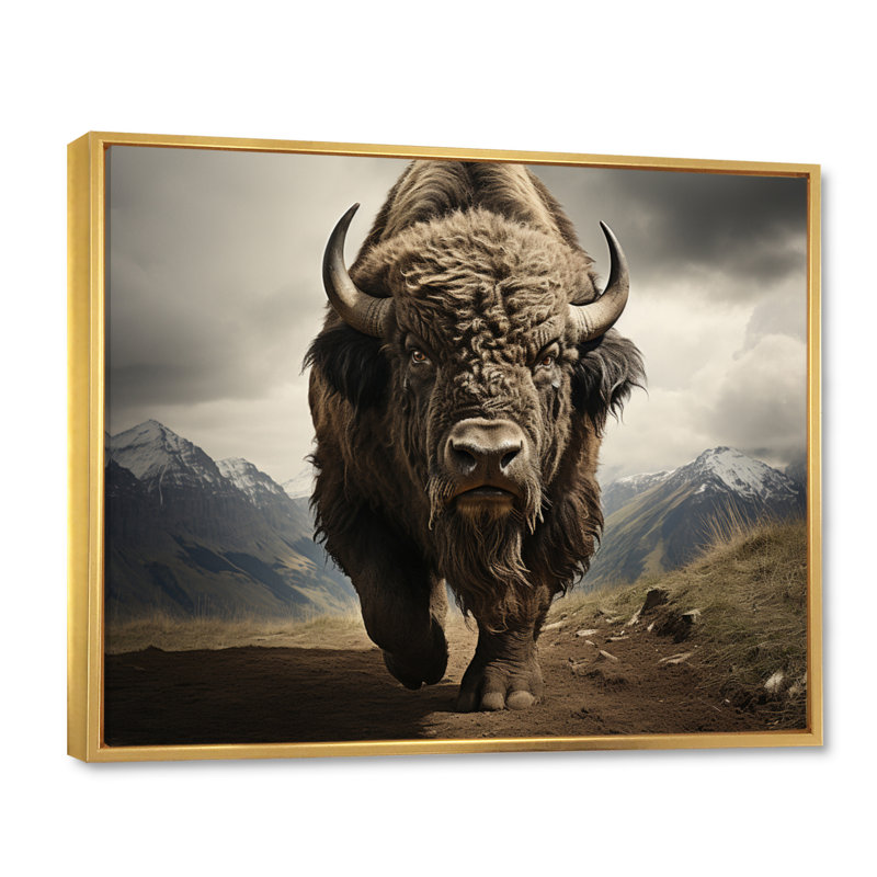 «Bison Protrait III», reproduction sur toile flottante, H 34 po x l 44 po x P 1,5 po, Or