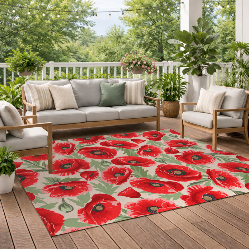 Poppie Soft Step Outdoor Area Rug, Ivory, Rectangle 10' x 8'
