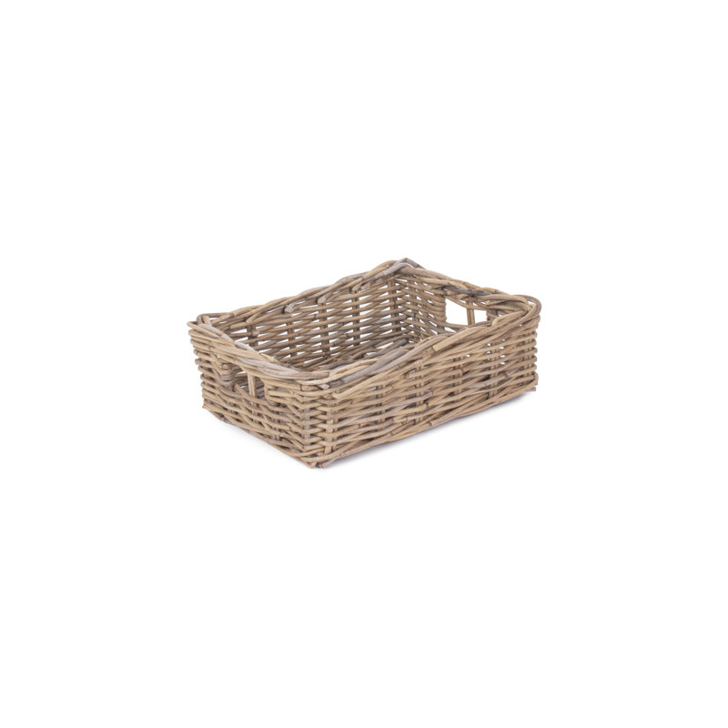 Rattan Shallow Storage Basket, 17cm H x 46cm W x 35cm D