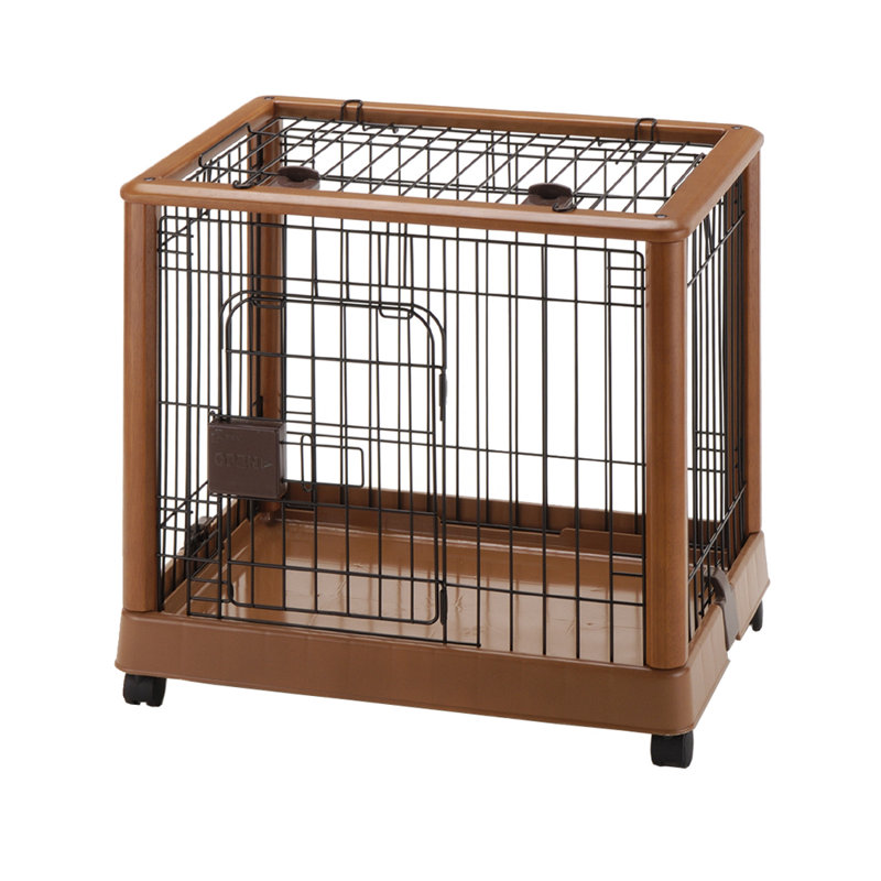 Wooden Pet Pen with Wheel, Dog Crate, Small (22.4" H x 18.1" W x 25.2" D)