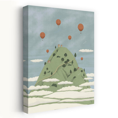 Contemporary Art Retro Vintage Abstract Landscape Mountain Wall Art 1 Piece Wrapped Canvas Wall Art