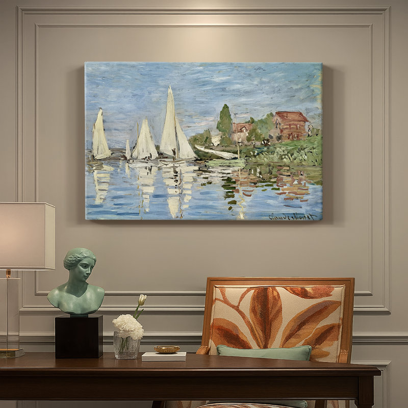 Claude Monet, "Regatta at Argenteuil" - Art mural sur toile tendue de qualité musée, 18 x 27
