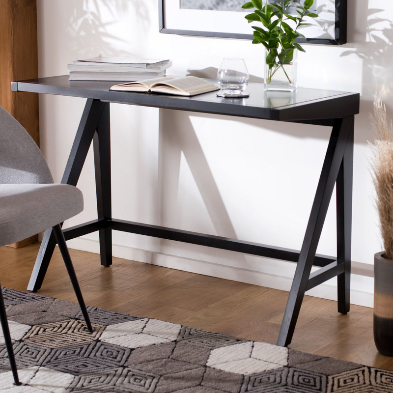 Solid Wood Writing Desk - Modern A-Frame Writing Table for Home & Office, 29.5'' H X 42'' W X 20'' D, Black