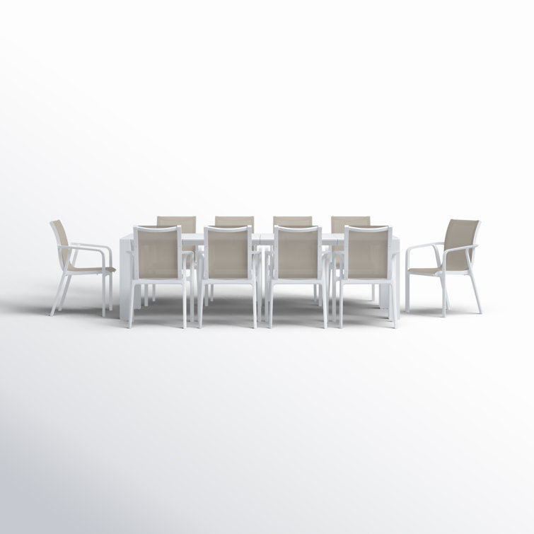 Farrah 11 Piece Dining Set With Extension Table And Sling Arm Chairs