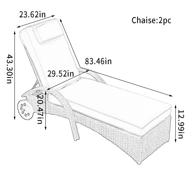 Chaise longue d'extérieur réglable en osier PE