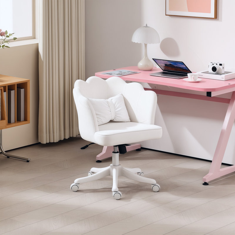 Velvet Office Chair, White